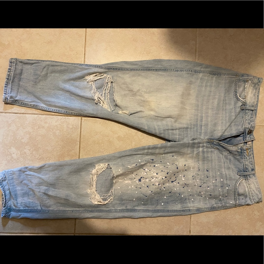 Splatter Print Light Wash ripped Jeans